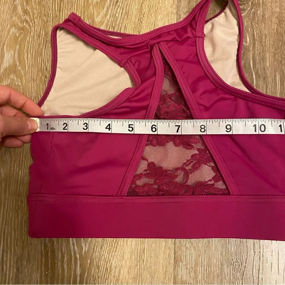 Weissman Balera dance hot pink Lace Racerback Crop Top MT12520 child large LC